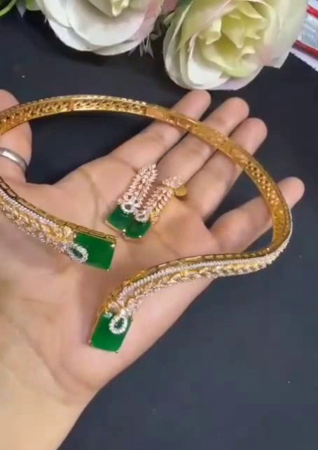 Red Green Stone Gold Tone Layered Bangles Set Artificial Jewellery | PiyaGuJwells