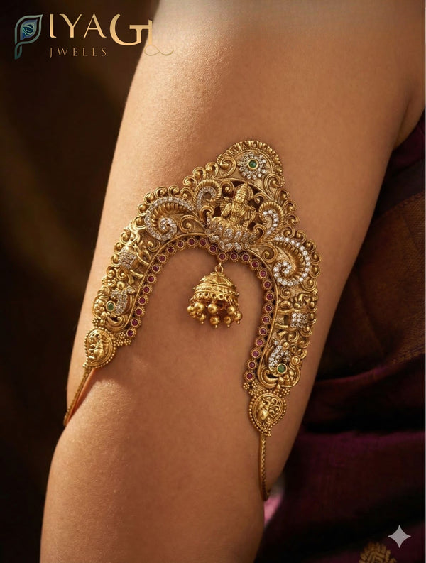 Multicolor gold-tone floral design bridal bajuband - PiyaGuJwells