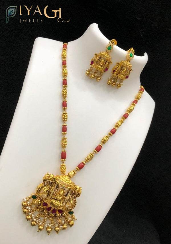Multicolor cubic zirconia gold tone layered necklace set for festive wear - PiyaGuJwells