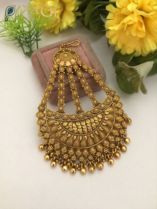 Gold tone floral design Polki Pasa for ethnic wear - PiyaGuJwells