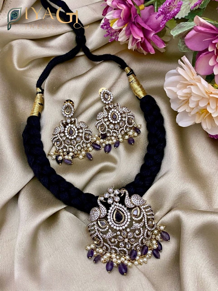 Multicolor Stone gold-tone choker necklace set for festive occasions - PiyaGuJwells