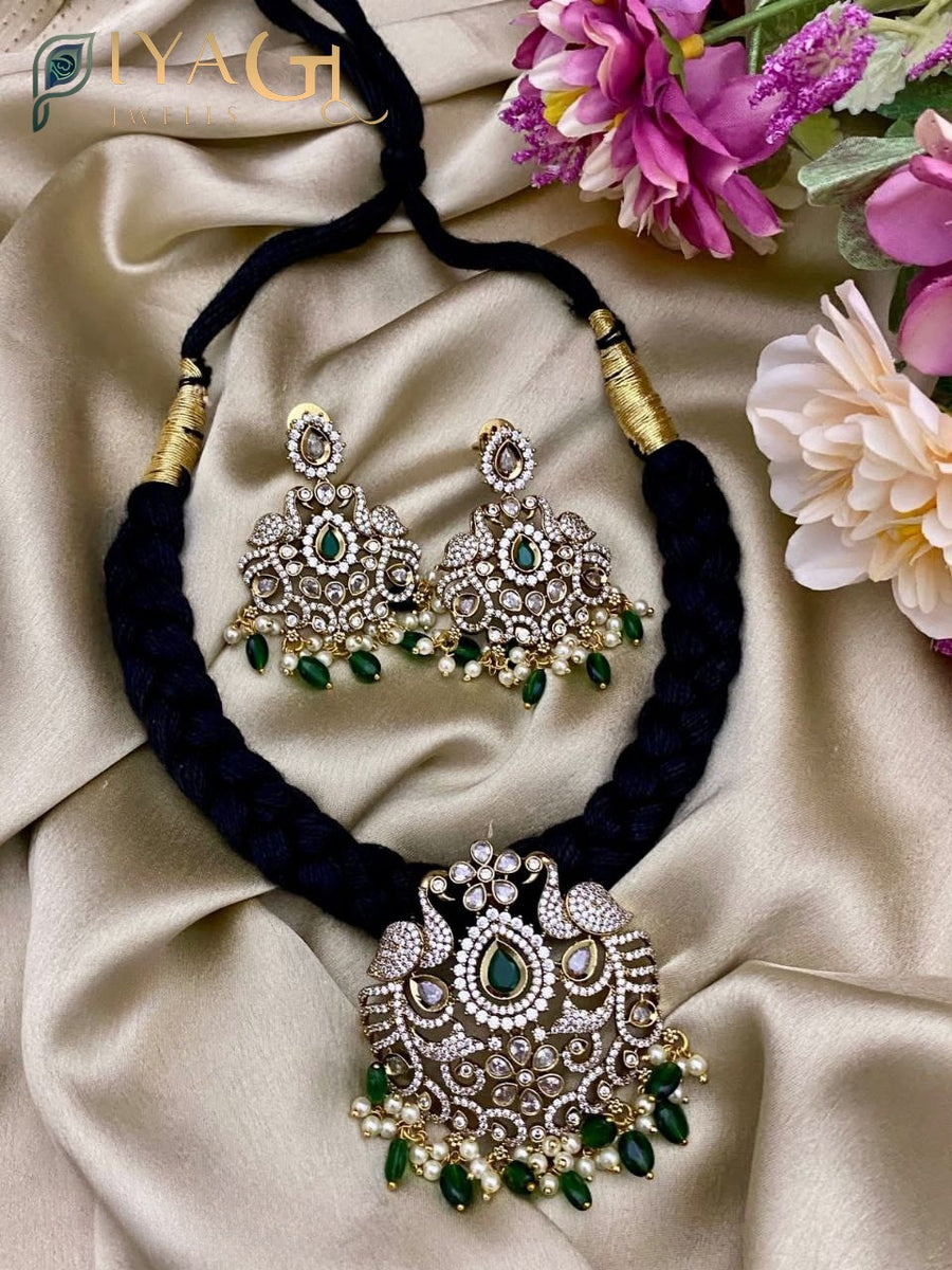 Multicolor Stone gold-tone choker necklace set for festive occasions - PiyaGuJwells