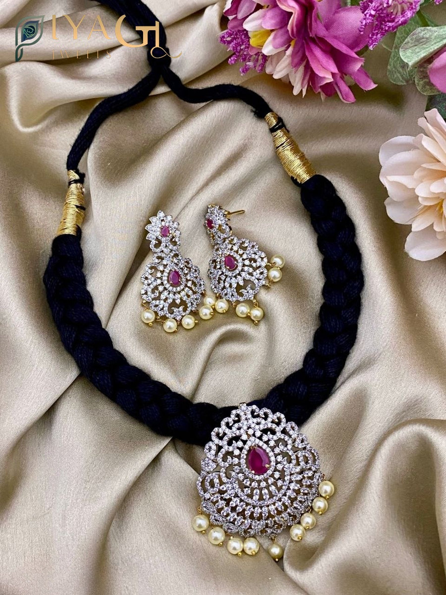 Gold-tone floral design red stone stone choker necklace for festive occasions - PiyaGuJwells