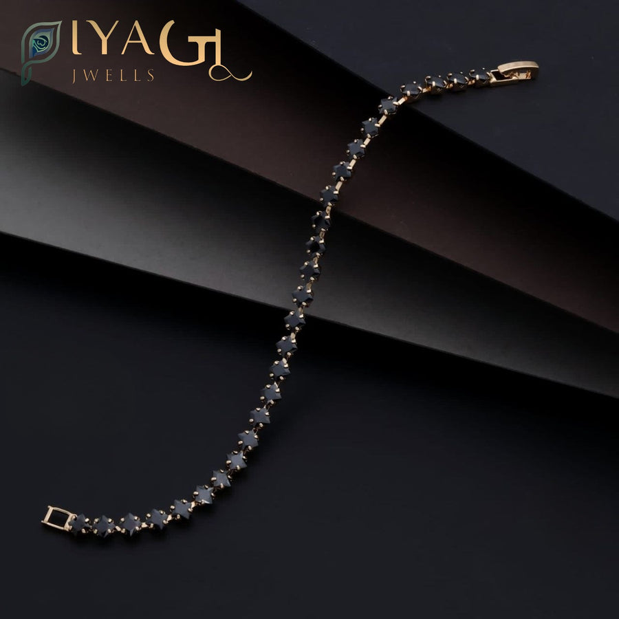 White American Diamond Gold-Tone Tennis Bracelet for party wear - PiyaGuJwells