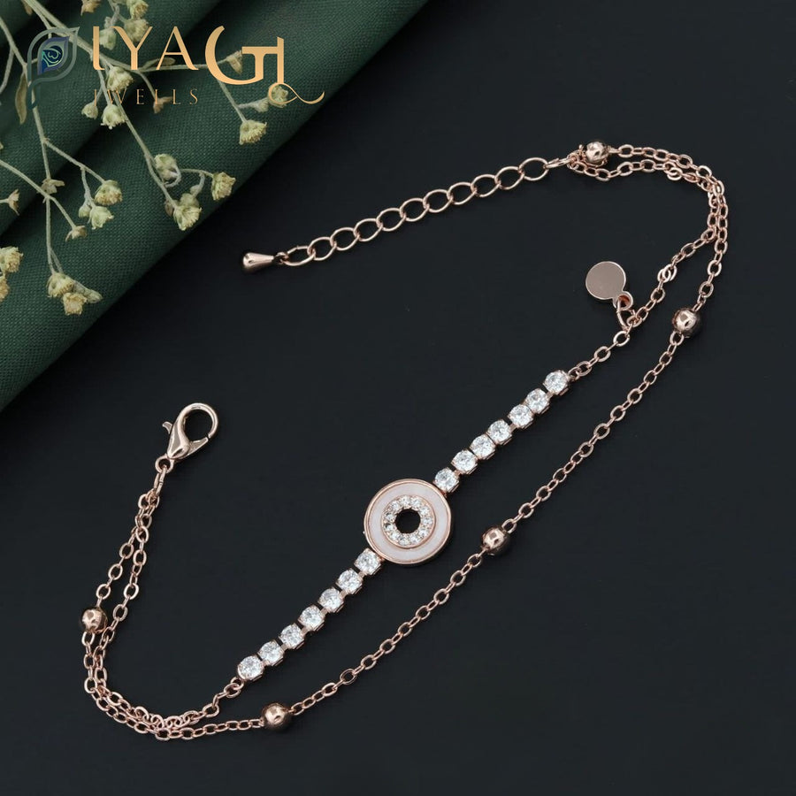 White American diamond gold-tone tennis bracelet for party wear - PiyaGuJwells