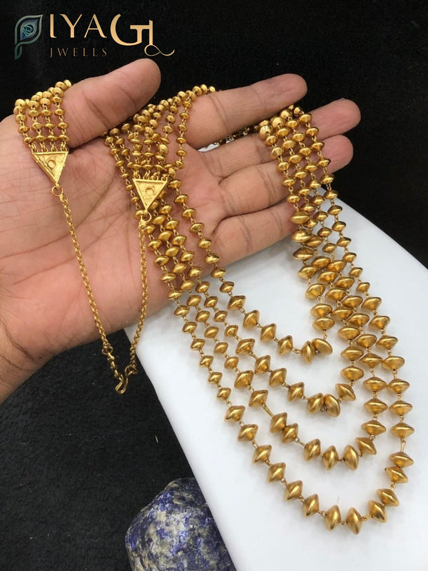 Gold finish geometric necklace and earring set for ethnic wear - PiyaGuJwells