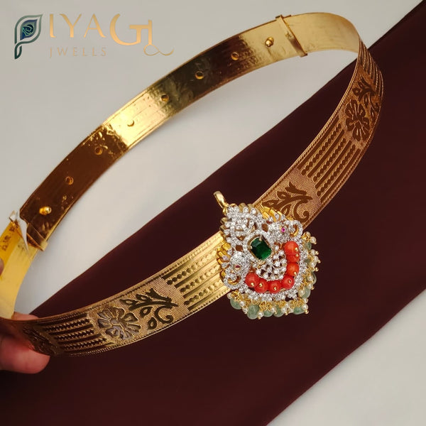 Gold platted stone floral design Hip Belt for ethnic wear - PiyaGuJwells