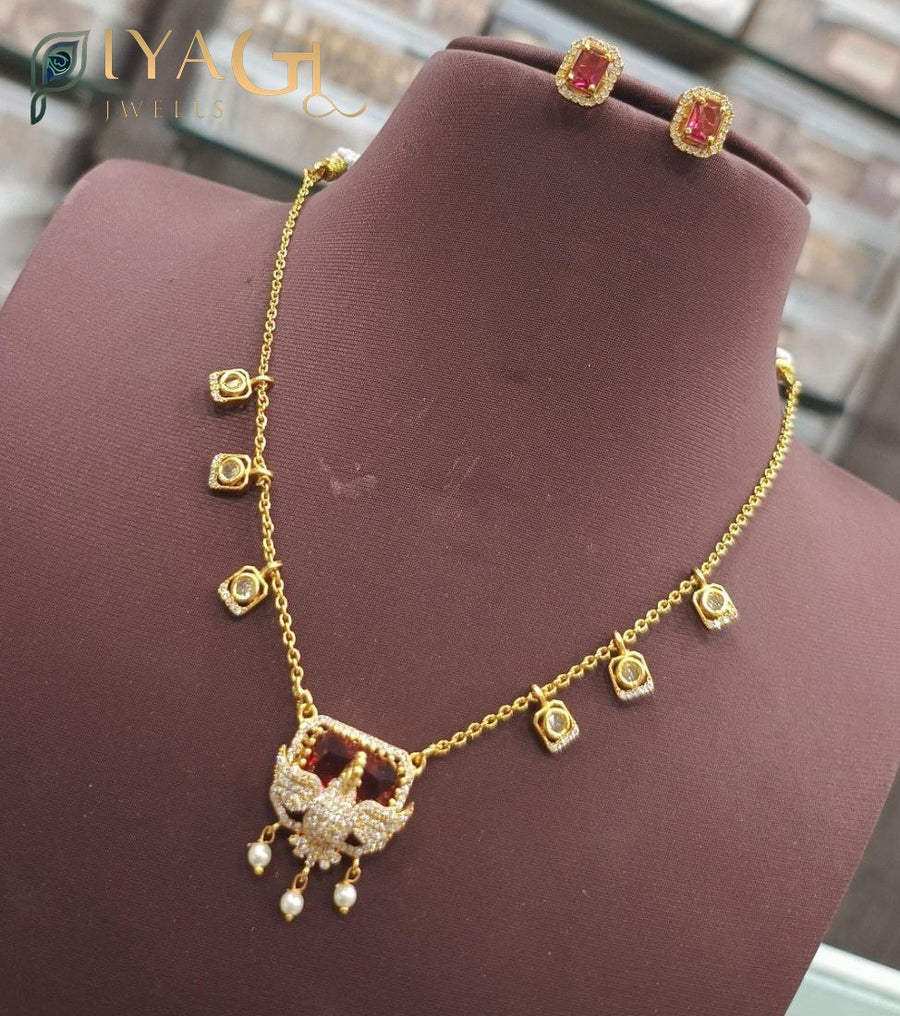 Gold tone multicolor floral layered necklace earring set for festive occasions - PiyaGuJwells