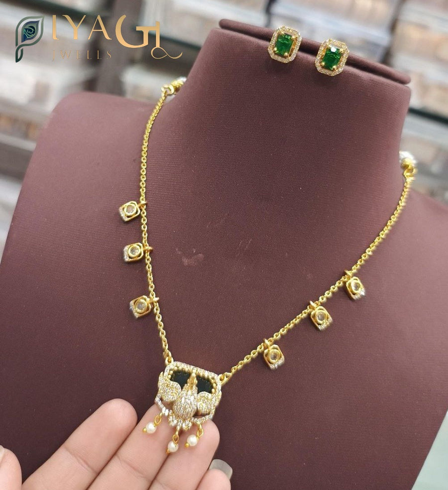Gold tone multicolor floral layered necklace earring set for festive occasions - PiyaGuJwells