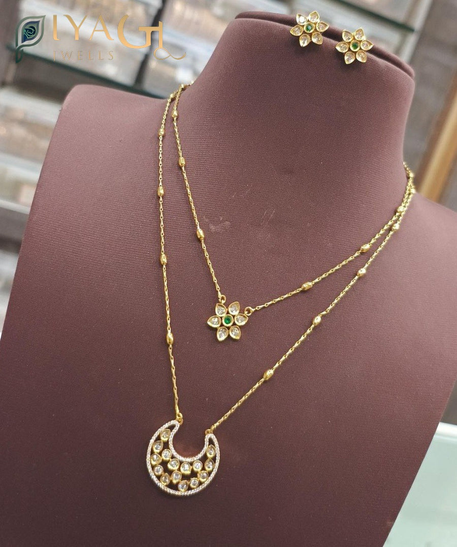 Gold tone floral design with kundan stones, ideal for festive wear - PiyaGuJwells