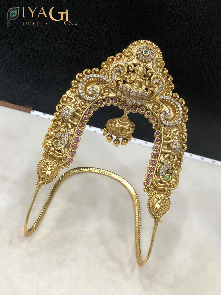 Multicolor gold-tone floral design bridal bajuband - PiyaGuJwells